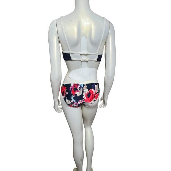 Kate Spade Bikini Set XS Black Floral Two-Piece Swimsuit Adjustable Straps - Picture 3 of 16